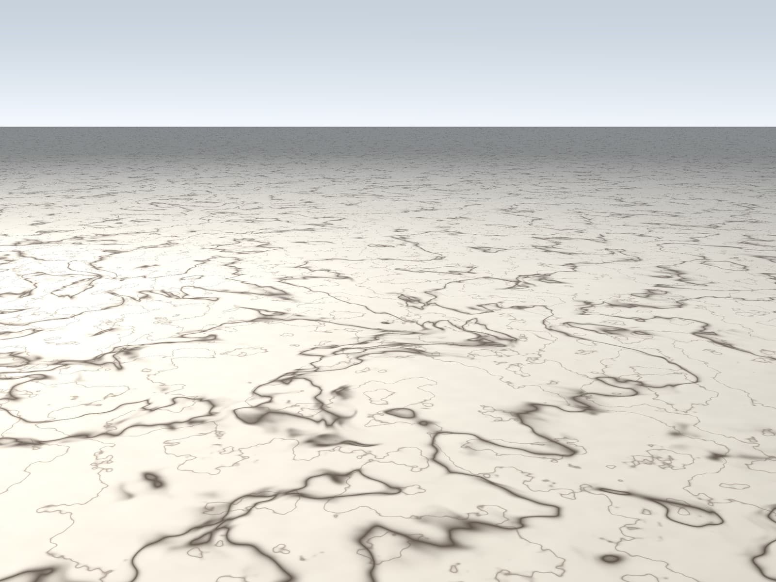 Polished marble floor, swept and bare, before protection board is laid